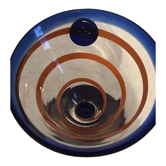 Kosta Boda Martini Glass Blue and Orange Swirl - Picture 2 of 3